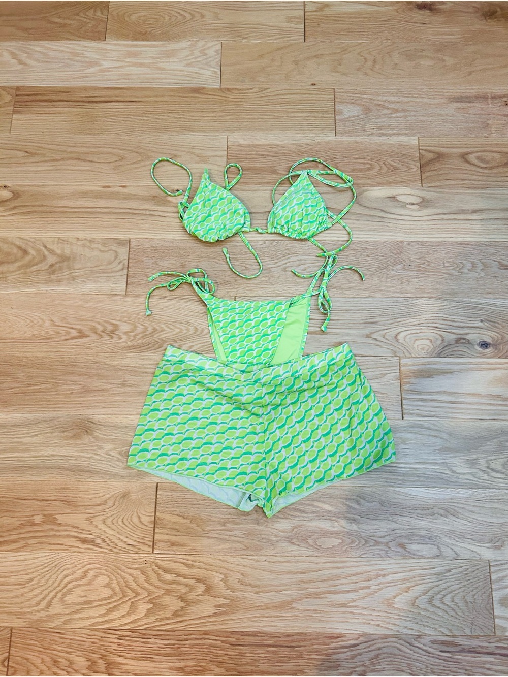 Kendall & Kylie Neon Lime Green Patterned Two-Piece Bikini Set